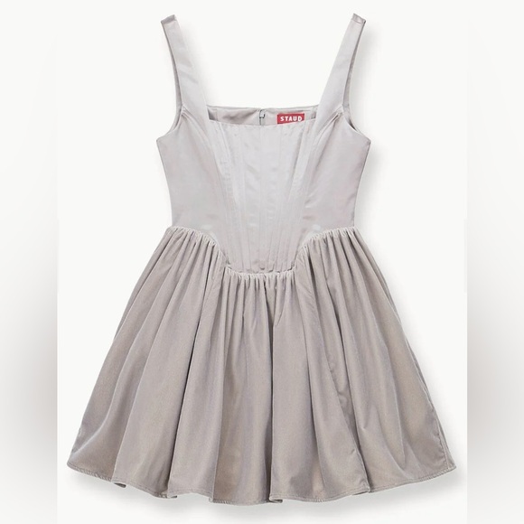 STAUD Landscape Dress corset dress silver tulle dress size 14 large - Picture 2 of 16